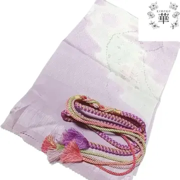신 4 화 오비 장식 천 허리띠 세트 보라색 화이트