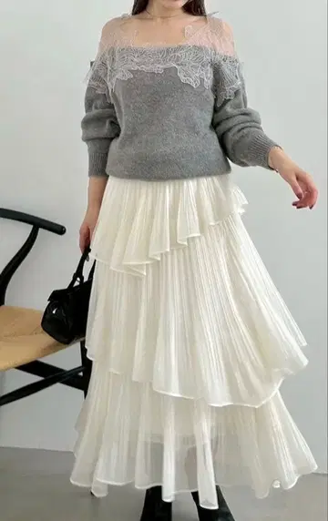 스나이델 SNIDEL Sustainable 플리츠 티어드 롱 스커트