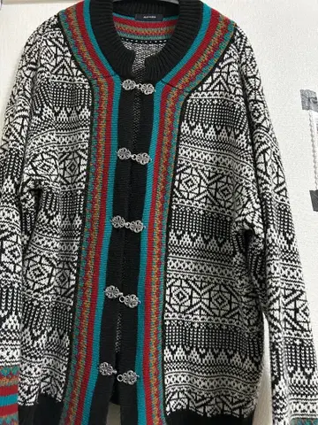 기하학 패턴 니트 가디건