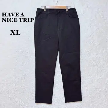 하바나 스트립 테이퍼드 팬츠 스트레치 슬림 레그 XL 블랙 빅 사이즈