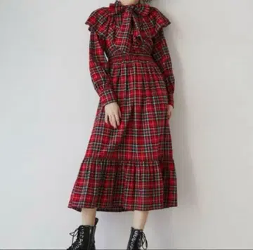 jouetie 리본 타이 프릴 롱 원피스