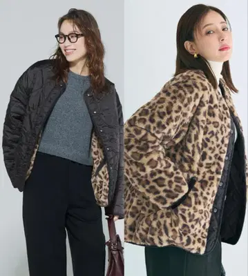 인기 리버서블 레오파드 무늬 퀼팅 자켓