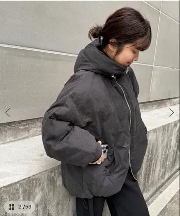 충전솜 볼륨 후드 블루종 블랙