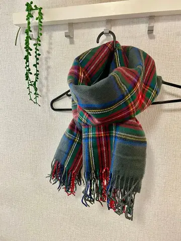 대형 스톨, 숄 차콜 계열 타탄 체크