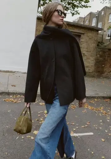 ZARA 울 숏 스카프 코트 정품