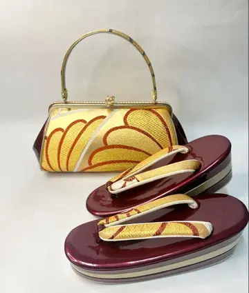 미사용 새상품 후리소데용 조리 백 세트 순수 실크 오비 원단 사용