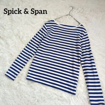 Spick & Span GIZACOTTON 보더 긴팔 T셔츠 블루