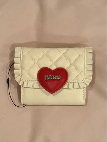 pium 하트 퀼팅 미니 지갑 화이트