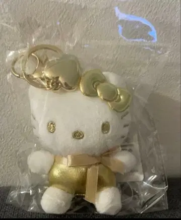 산리오 한국 한정판 헬로키티 골드 봉제 인형 키링