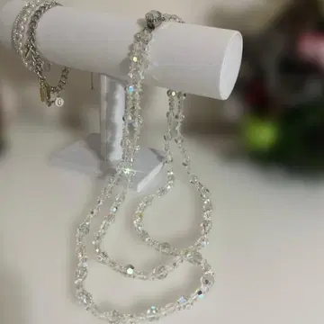 체코슬로바키아제 빈티지 목걸이 2연 크리스탈 비즈