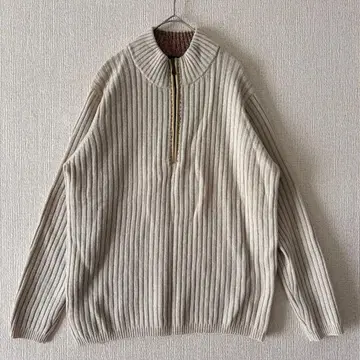 JOSEPH ABBOUD 하이넥 지퍼 니트 스웨터 크림색 L