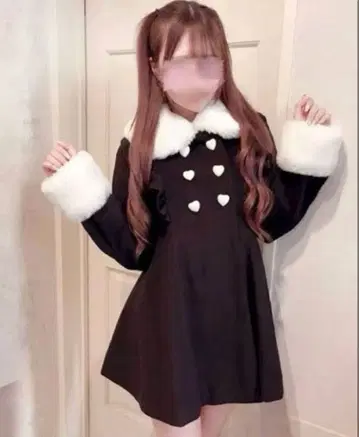 시마무라 모에냐 하트 버튼 프릴 코트 LL