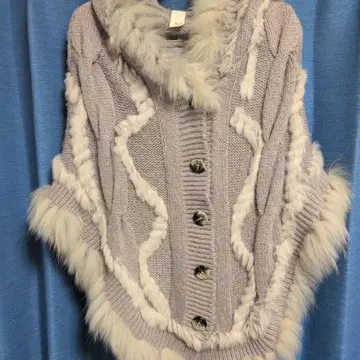 flow 연보라 후드 부착 판초