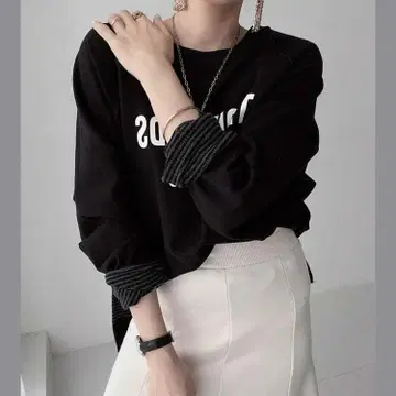 리버서블 알파벳 프린트 보터 래글런 슬리브 한국