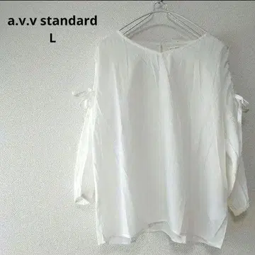 a.v.v standard 퍼프 슬리브 리본 블라우스 시어 화이트 L