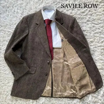 SAVILE ROW 테일러드 자켓 트위드 호두 단추 브라운 40