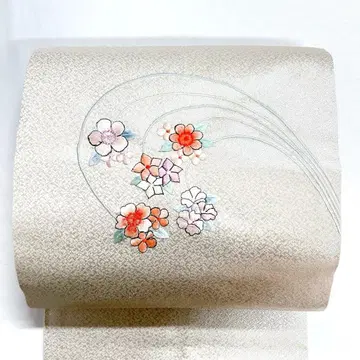 미착용 나고야 오비 자수 꽃 무늬 은사 기모노 오비 045k p