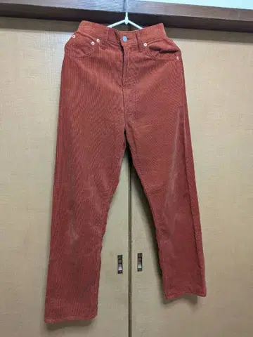 오렌지 코듀로이 스트레이트 레그 팬츠