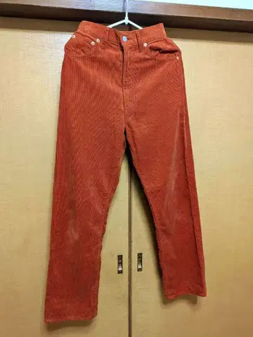 오렌지 코듀로이 스트레이트 레그 팬츠