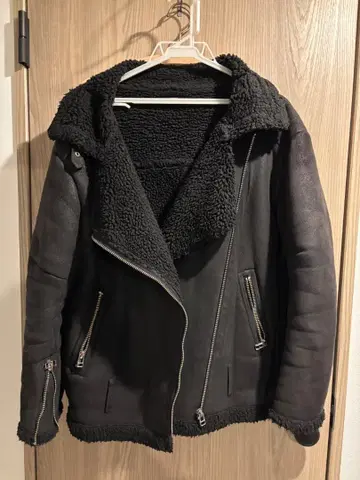 여성용, 무스탕 코트, 블랙, EMODA