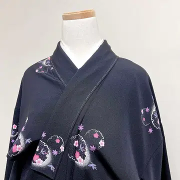 미착용 코몬 설륜 송죽매 단풍 네이비 기모노 045k p