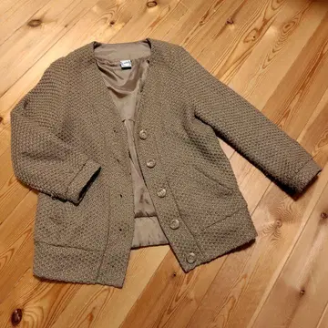 comfy 노카라 니트 재킷 베이지