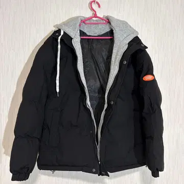 다운 자켓 후드 부착 블랙 M