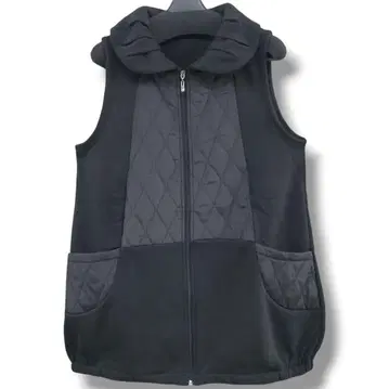 베스트 속기모 튜닉 풀오버 둥근 카라 이소재 블랙 퀼팅