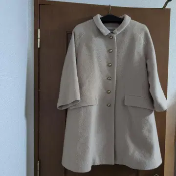 이에나*울, 알파카, 모헤어 혼방 하프 코트 베이지 S 두꺼운 원단