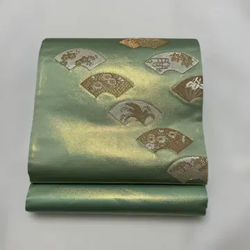 후쿠로 오비 띠 금박 부채 문양 자수 금 금 골드 하쿠 기모노