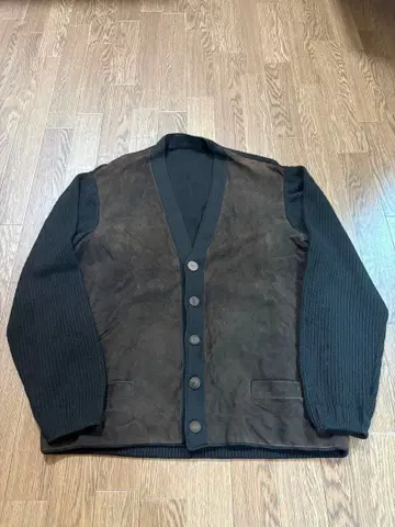 빈티지 가죽 절개 가디건