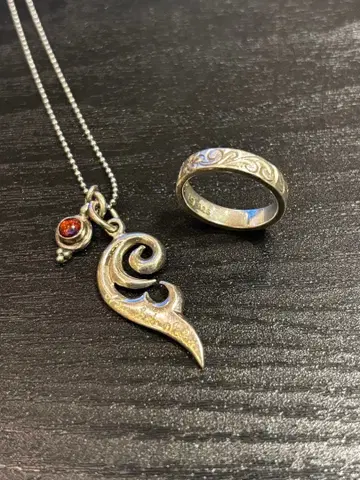 하와이안 주얼리 실버 925 목걸이와 반지 2세트