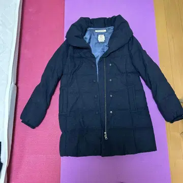 네이비 다운 자켓 후드 부착