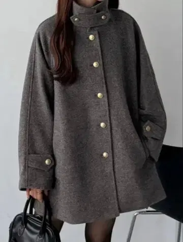 [callautia/미사용 새상품] 골드 버튼 미들 코트