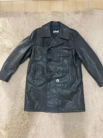 Schott 블랙 가죽 코트 사이즈 40