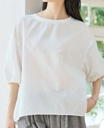 나카가와 마사시치 상점 자카드 직조 풀오버 화이트 블라우스 새상품