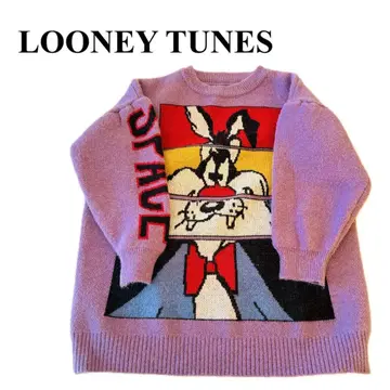 루니툰즈 니트 긴팔 구제 의류 실베스터 캐릭터 컬러풀