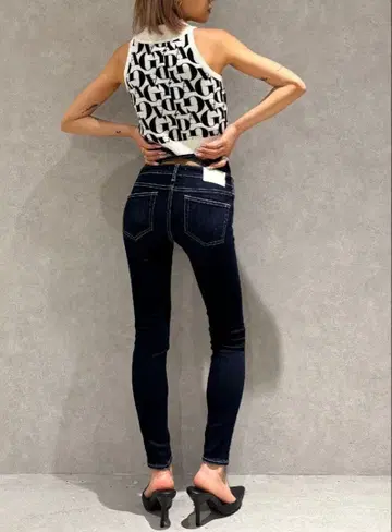 제이다 하이웨스트 웨이스트 크로스 스키니 데님 팬츠