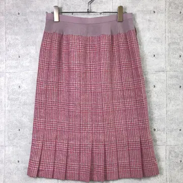 쇼와 레트로 뉴트라 핸드메이드 구제 의류 체크 무늬 플리츠 스커트