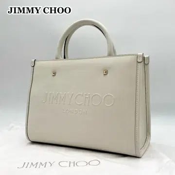 최근! 새상품급 JIMMY CHOO 애비뉴 핸드백 가죽 화이트 계열 로고
