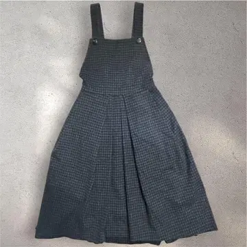 세븐텐 미호카와히토 울 체크 오버롤 스커트 에이프런 원피스 S