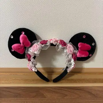 미니 마우스풍 머리띠 꽃과 리본 포함