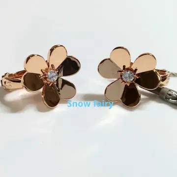 하이퀄리티 1스톤 세잎클로버 귀걸이 핑크 골드 PG 컬러