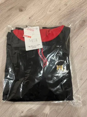 하이큐 후드 부착 스웨트 셔츠 블랙/레드