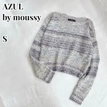 AZUL by moussy 보트넥 니트 긴팔 숏 기장