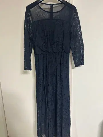네이비 레이스 롱 원피스 긴팔