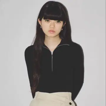 TODAYFUL 블랙 하프 지퍼 리브 니트