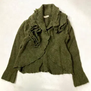 noriko araki 알파카 혼방 스트레치 프릴 니트 가디건