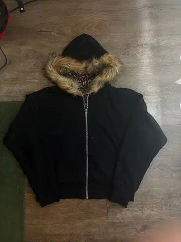 FUR ZIP HOODIE - BLACK