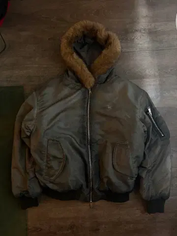 Vintage styles TS logo Nylon fur jacket